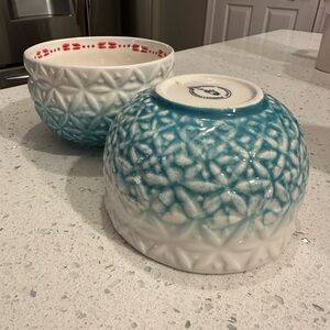 Anthropologie Teal Marshmallow Bowls